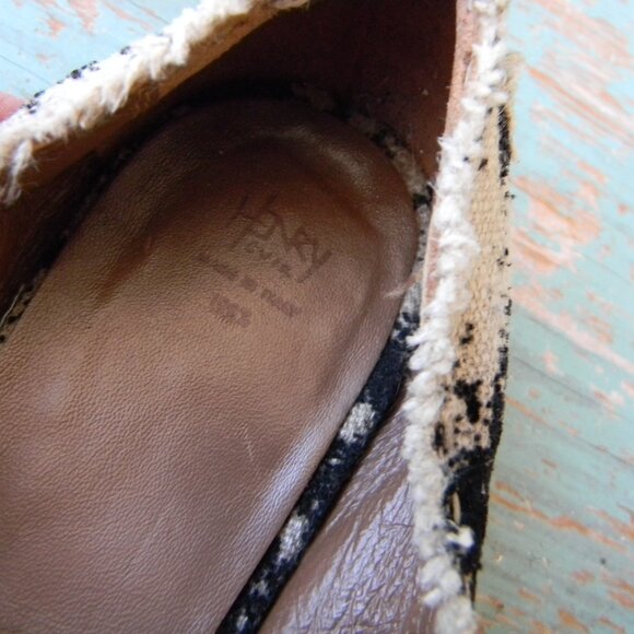 Henry Cuir Made In Italy BLACK/WHITE BOUCLE /Leather Size 36.5 BALLET FLATS - Picture 7 of 7